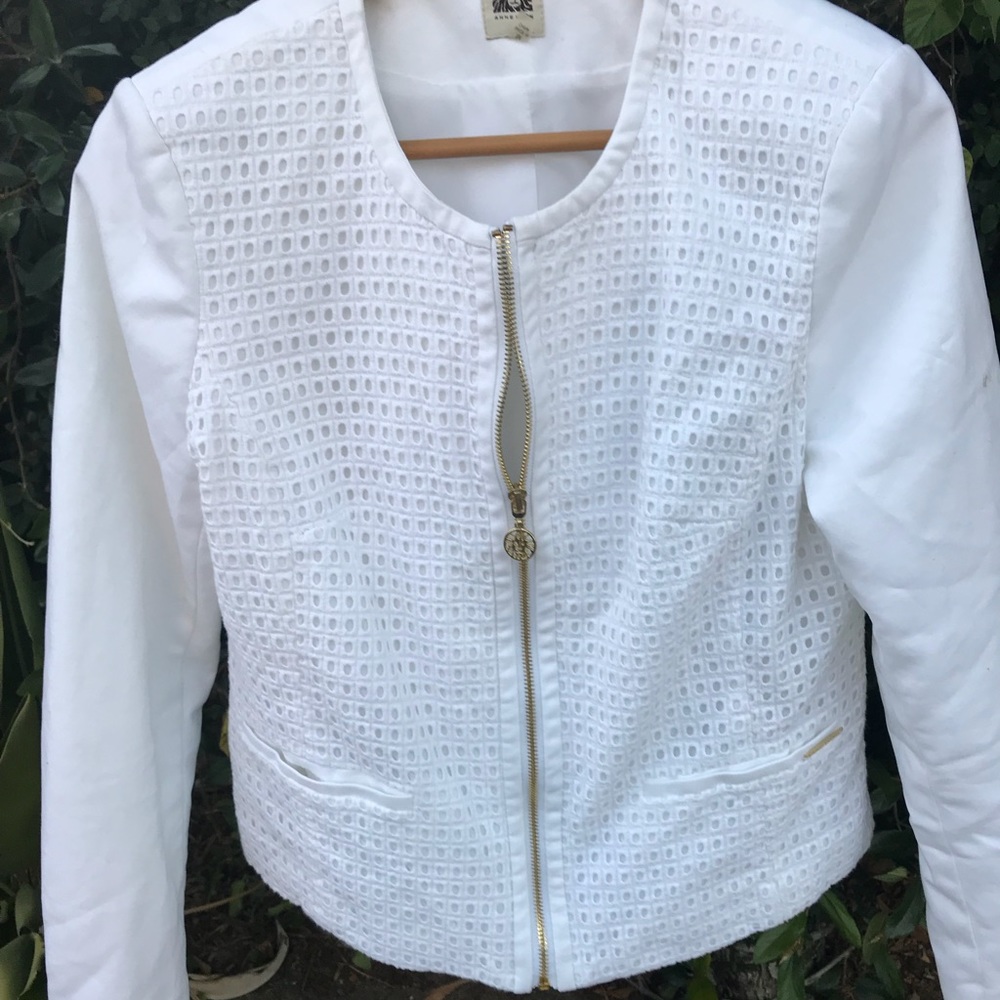Anne Klein White Zip Up Jacket